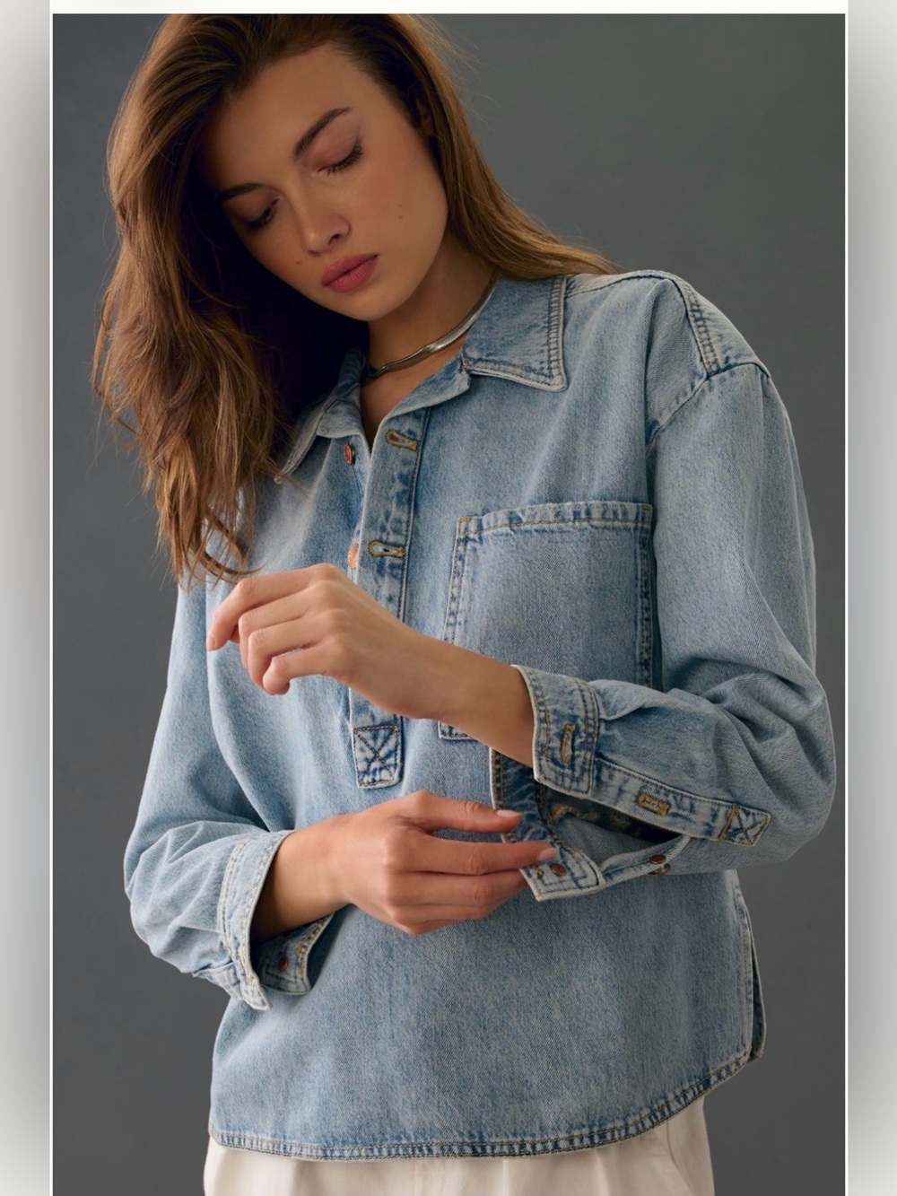 Anthropologie Pilcro Regenerative Cotton Denim Pullover